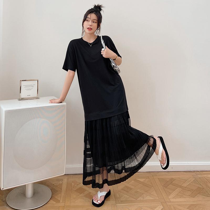 Loose Long Dresses Robe Elbise Short Sleeve