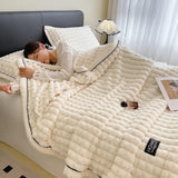 Luxury Double Layer Faux Rabbit Fur Throw Blanket Soft Warm